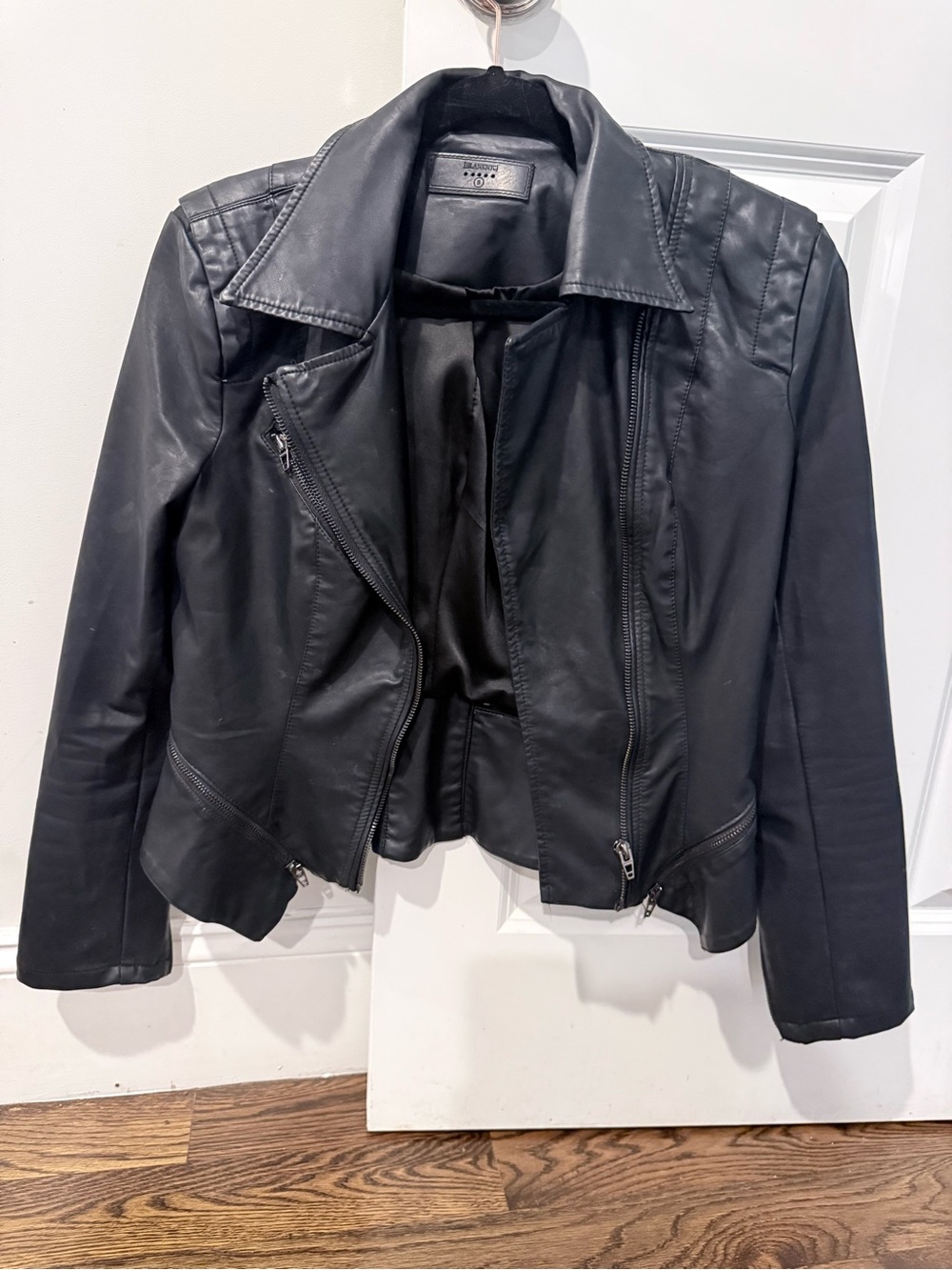 BlankNYC Black Faux Leather Moto Jacket Asymmetrical Zip Size Small